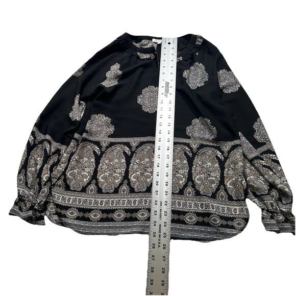 PLEIONE Women XS Flowy Blouse Top‎ Shirt Floral Pattern Cottagecore Black (273) - Picture 5 of 8